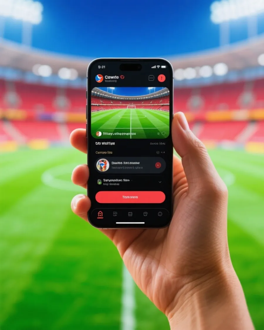 手机观看足球直播的示意图